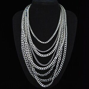 DANNIJO Silver Layered Chain Necklace Statement (RARE)